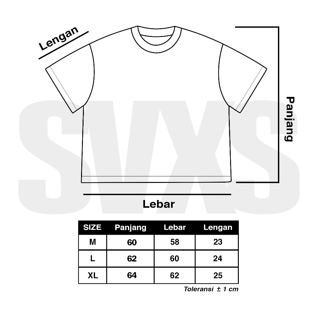 SVXS - Boxy Oversized T-Shirt Hitam Uzi - Cotton Combed 20s