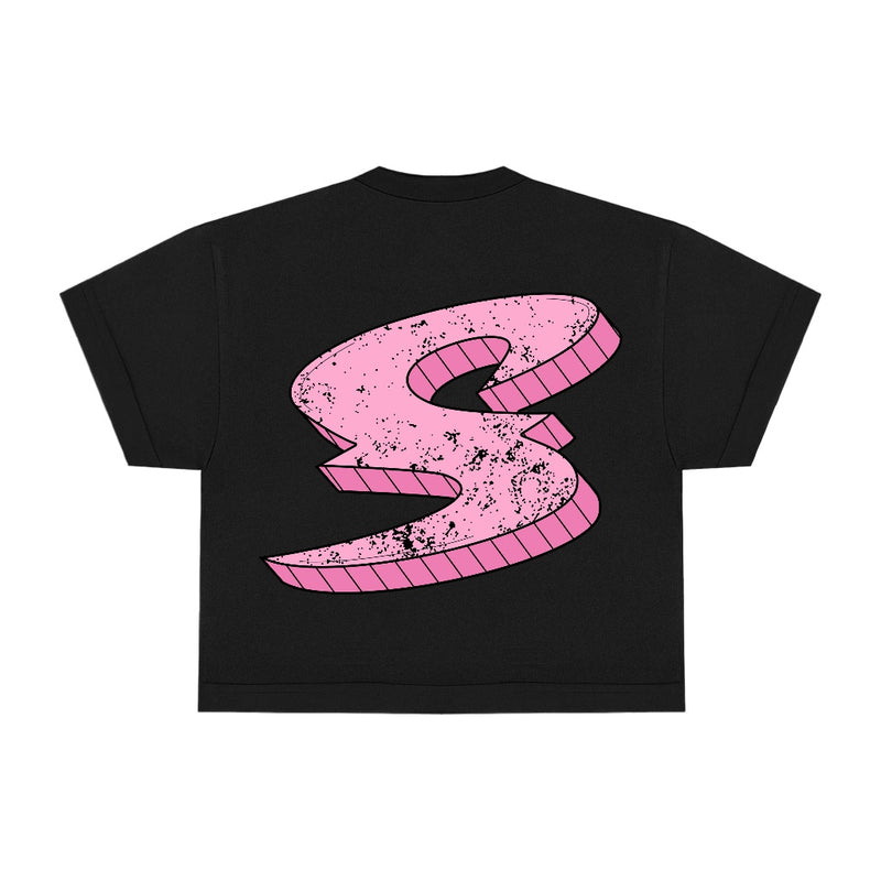 SVXS - Boxy Oversized T-Shirt Hitam Pink Hero - Cotton Combed 20s