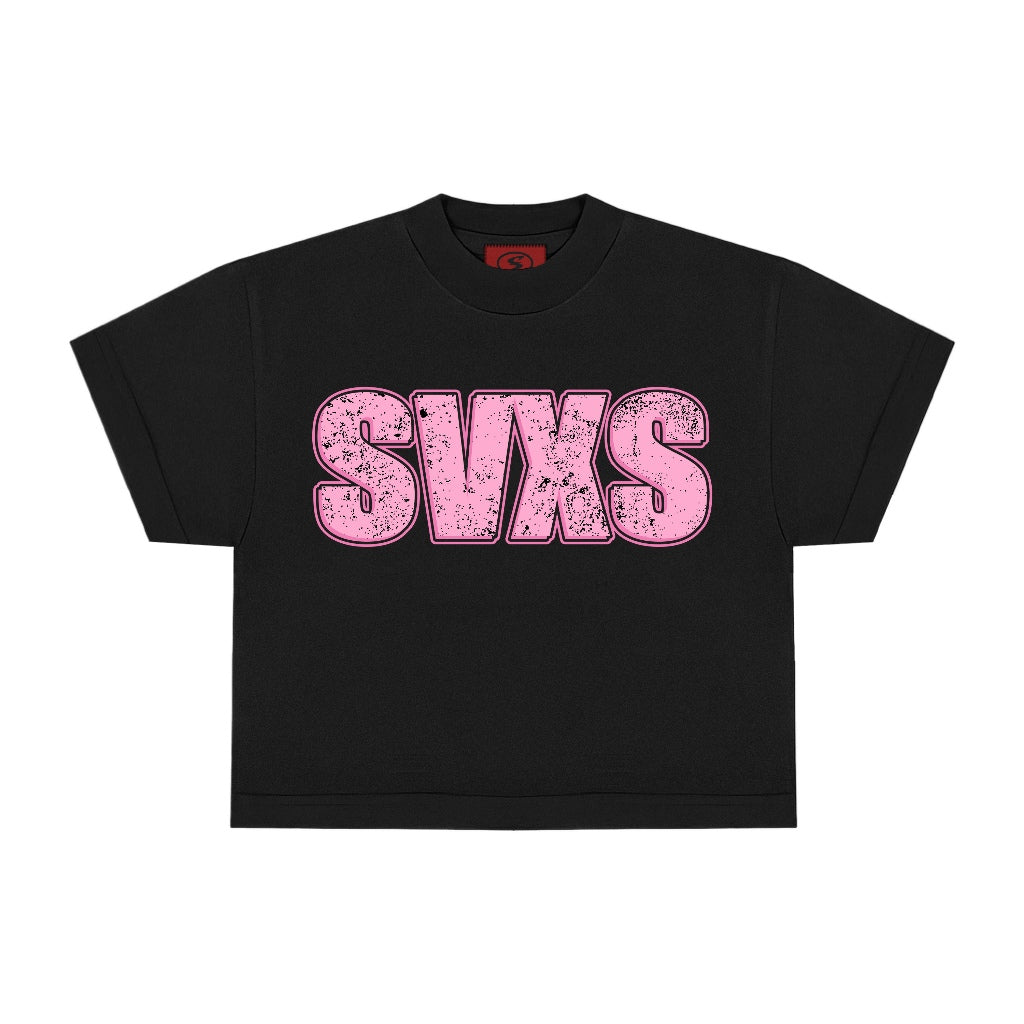 SVXS - Boxy Oversized T-Shirt Hitam Pink Hero - Cotton Combed 20s