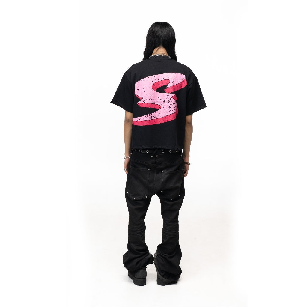 SVXS - Boxy Oversized T-Shirt Hitam Pink Hero - Cotton Combed 20s