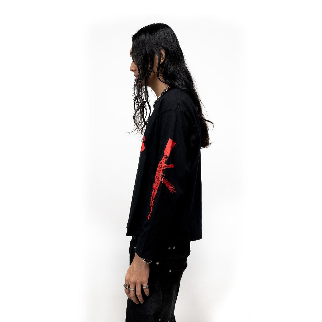 SVXS - Boxy Oversized Longsleeve Hitam Dark Vision - Cotton Combed 20s
